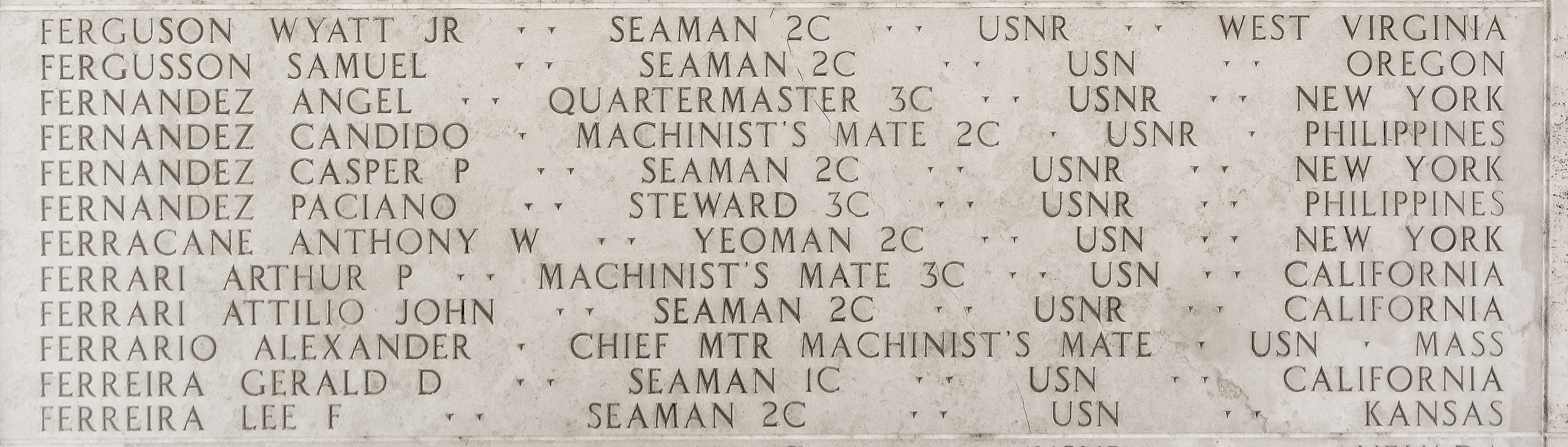 Paciano  Fernandez, Steward Third Class